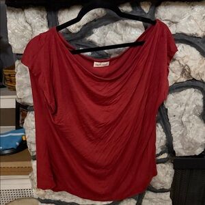 Chic Red Drape Neck Blouse